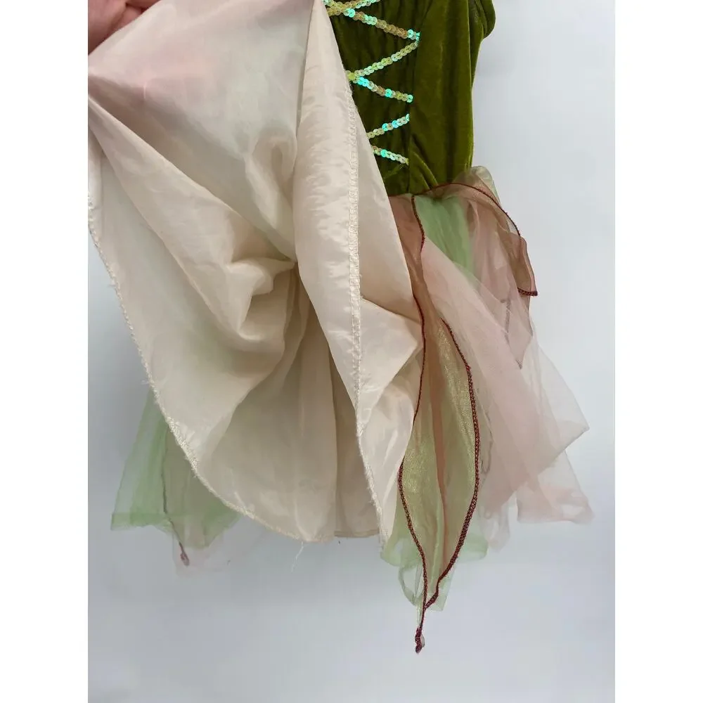 Princess Dress Green Lace Up Flower Tulle Skirt Medium